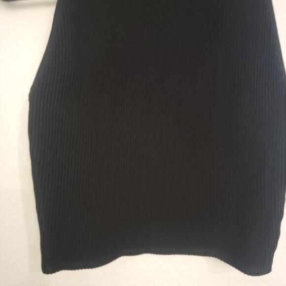 Babaton Aritzia Sculpt Knit Mockneck Halter Top Sz Small Black Ribbed Minimalist - Picture 8 of 16